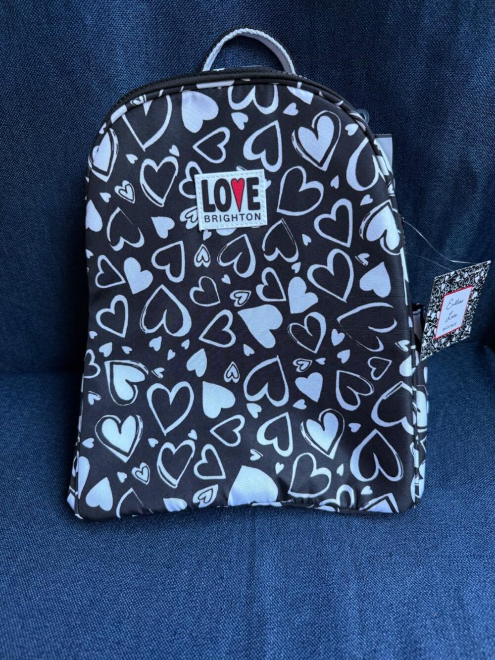 NWT Brighton Limited Edition Endless Love Black White Heart Backpack
